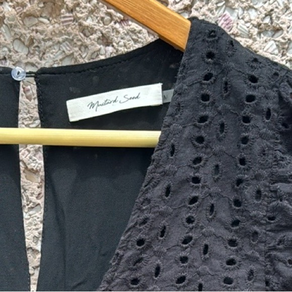 Mustard Seed Sweet Caroline Black Eyelet Romper - Picture 6 of 7